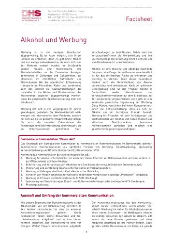 Factsheet „Alkohol und Werbung“ - Aktionswoche Alkohol