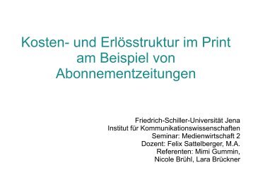 Erlösstruktur - Friedrich-Schiller-Universität Jena