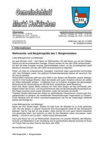 Ich wünsche allen Kunden und Geschäftspartnern ... - in Hofkirchen