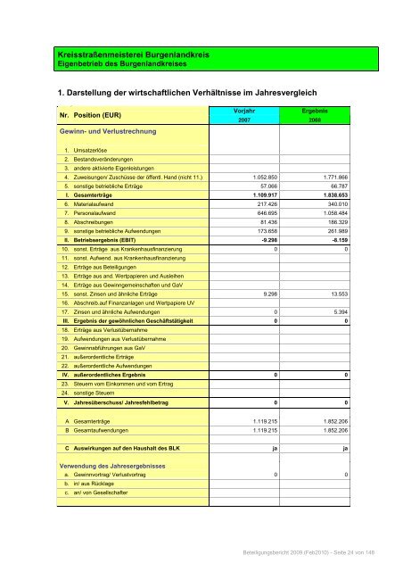 Beteiligungsbericht 2009 - Burgenlandkreis