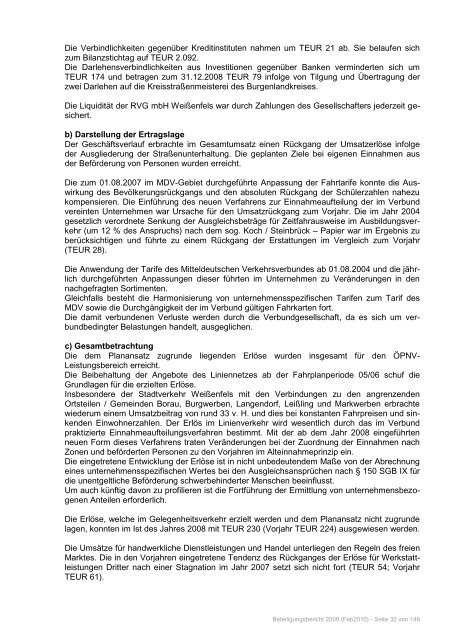 Beteiligungsbericht 2009 - Burgenlandkreis