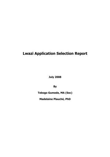 Lwazi Application Selection Report - Meraka Institute