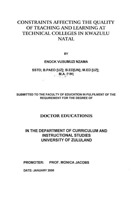 Effective Evaluation Of Students University Of Zululand Institutional
