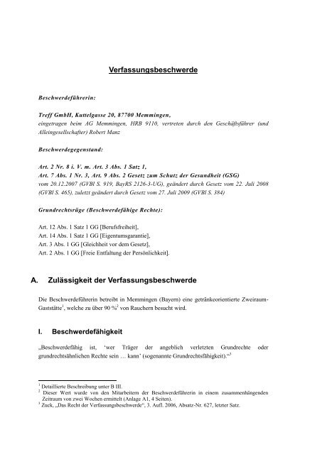 meine Verfassungsbeschwerde vom 20. August ... - Treff Memmingen