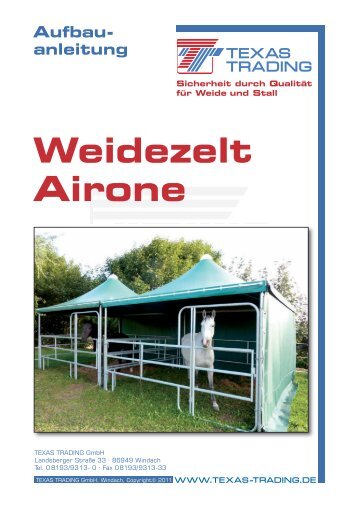 Aufbau- anleitung Weidezelt Airone - Texas Trading GmbH
