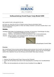 Aufbauanleitung Vorzelt Super Camp Modell 2009 - Herzog