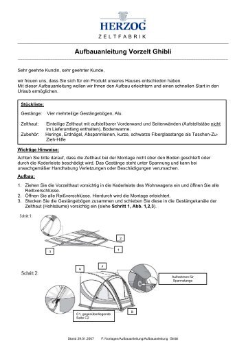 Aufbauanleitung Vorzelt Ghibli - Herzog