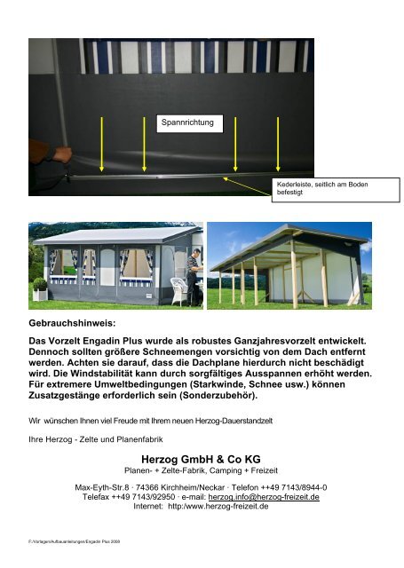 ZELTFABRIK Aufbauanleitung Engadin Plus (Mod. 2008) - Herzog