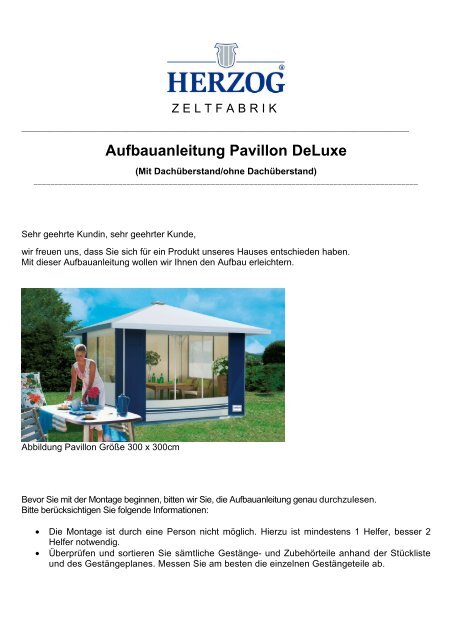 Aufbauanleitung Pavillon DeLuxe Ausführung 09 Herzog