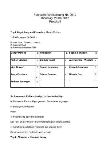 Protokoll Nr.19 vom 26.06.2012