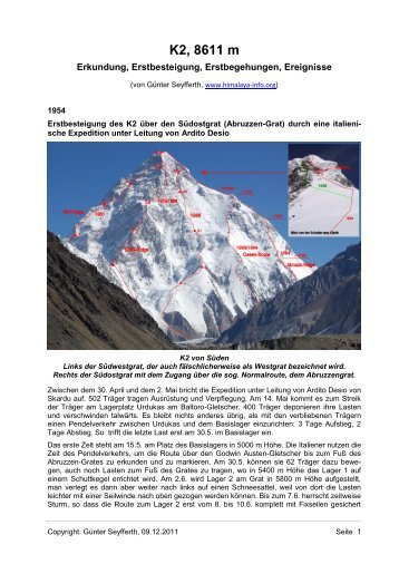 K2, 8611 m - Die Berge des Himalaya