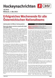 Hockeynachrichten - Österreichischer Hockeyverband