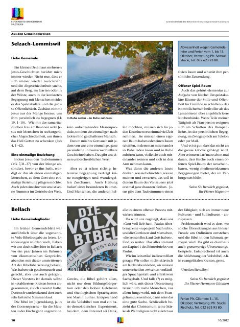 Gemeindeblatt - Reformierten Kirchgemeinde Solothurn