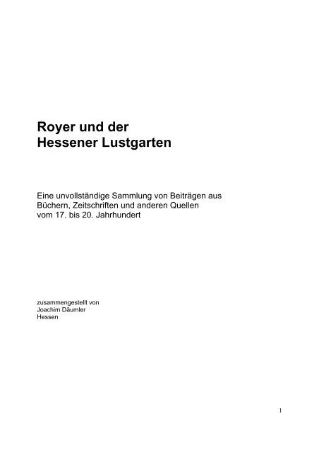 Royer Und Der Hessener Lustgarten Schloss Hessen