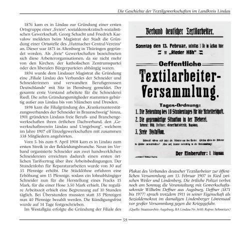 Die Geschichte der Textilgewerkschaften im Landkreis Lindau