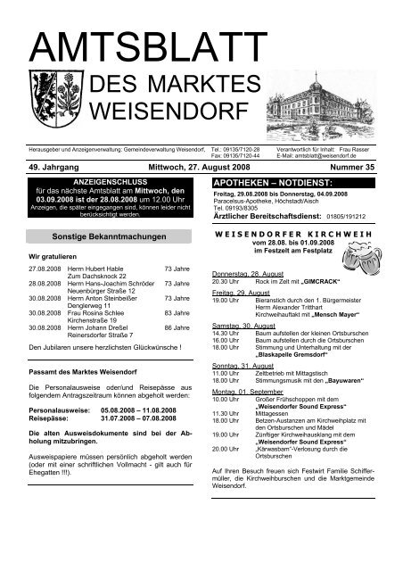 AMTSBLATT - Gemeinde Weisendorf