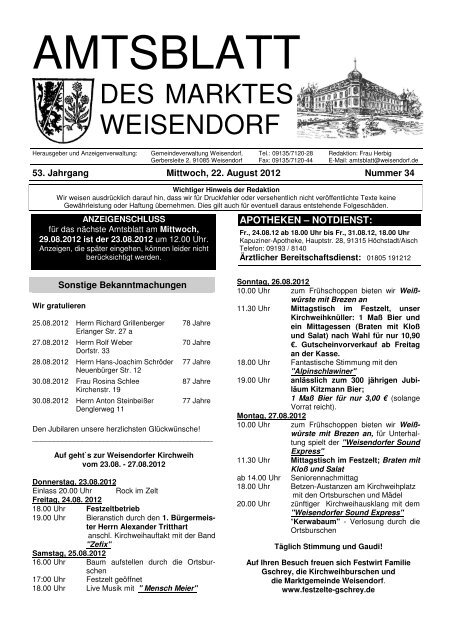 AMTSBLATT - Gemeinde Weisendorf