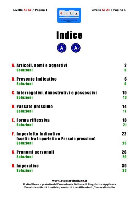 Esercizi A1/A2 - Studiare italiano