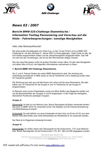 News 03 / 2007 - Historische Rundstrecken - Trophy