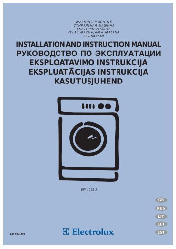 Electrolux - INSTALLATION AND INSTRUCTION MANUAL