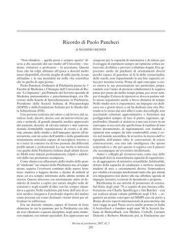 Ricordo di Paolo Pancheri - dott. Antonio Onofri