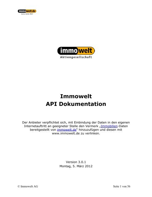 Immowelt API Dokumentation