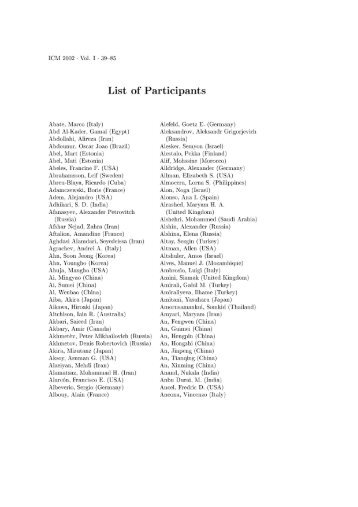 List of Participants