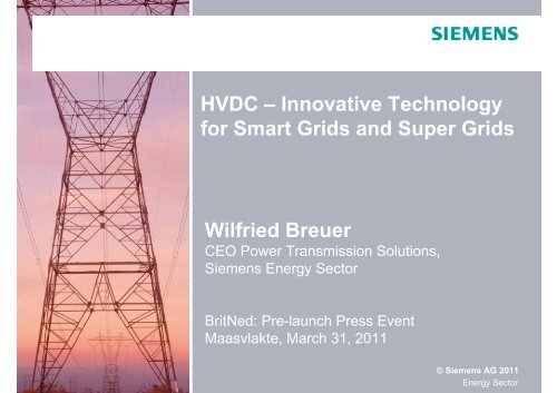 HVDC – Innovative Technology for Smart Grids and ... - Siemens