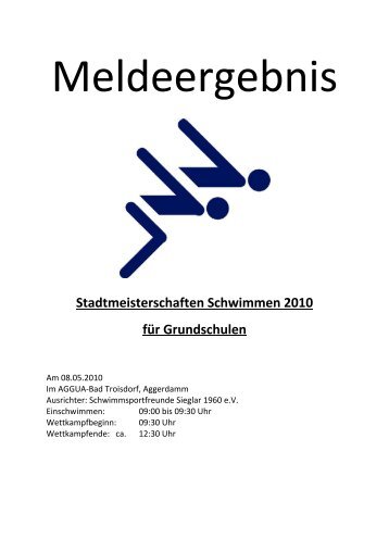 Stadtmeisterschaften Schwimmen 2010 für Grundschulen - bei den ...