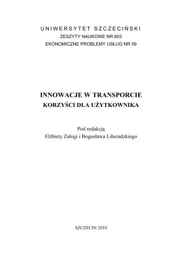 innowacje w transporcie korzyści dla użytkownika - Wydział ...