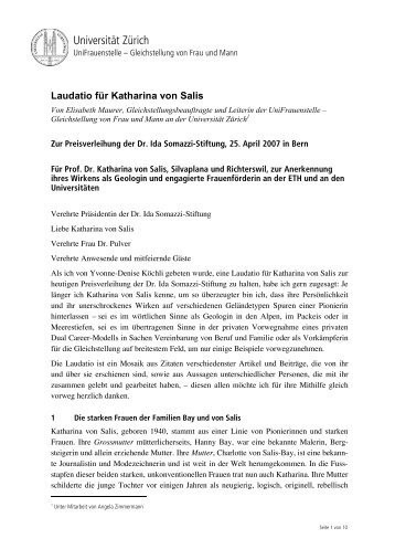 Laudatio für Katharina von Salis - Equal!