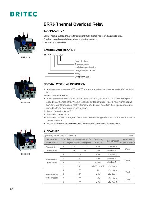 BRR6 Thermal Overload Relay