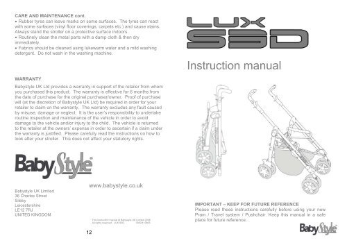 Instruction manual Babystyle