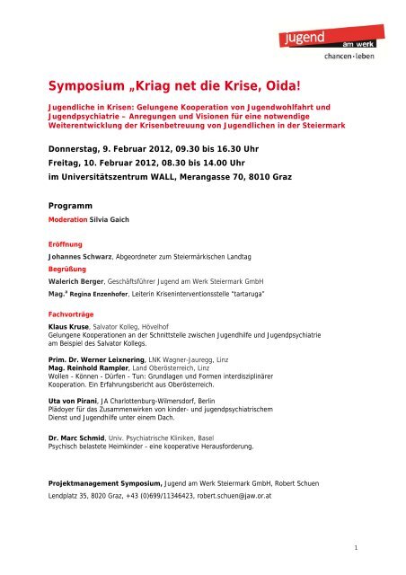 Symposium „Kriag net die Krise, Oida! - Jugend am Werk