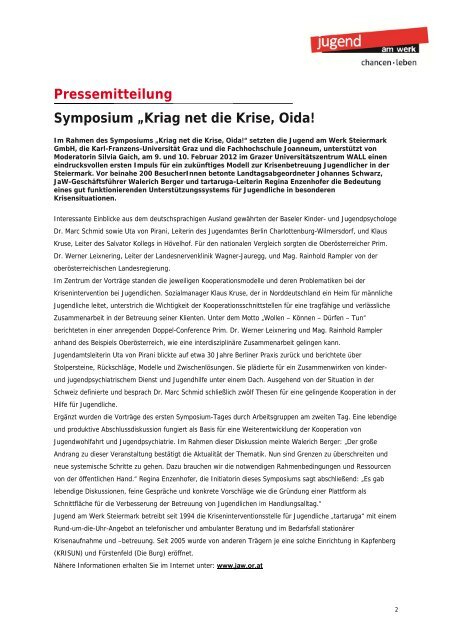 Symposium „Kriag net die Krise, Oida! - Jugend am Werk