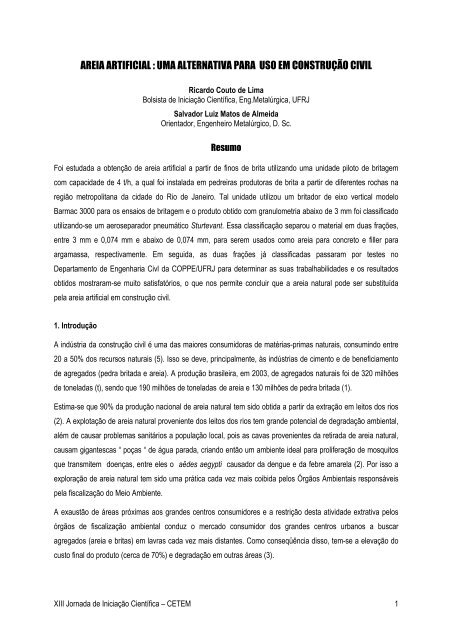 download (pdf - 290kb) - CETEM - Centro de Tecnologia Mineral