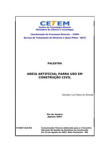 areia artificial parra uso em construção civil - CETEM - Centro de ...