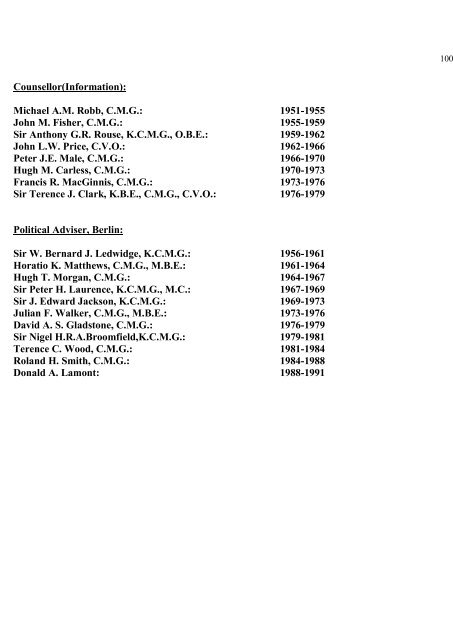 a directory of british diplomats: 1900-2011 - Colin Mackie's website
