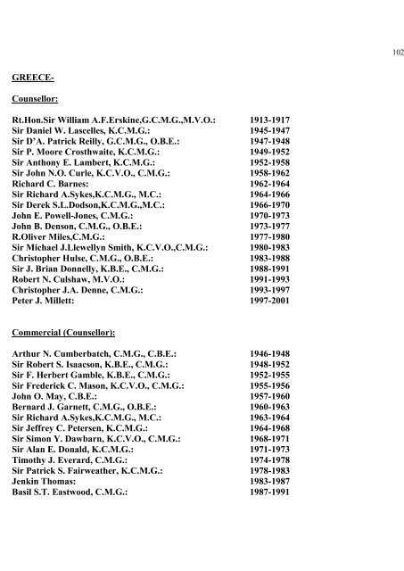 a directory of british diplomats: 1900-2011 - Colin Mackie's website