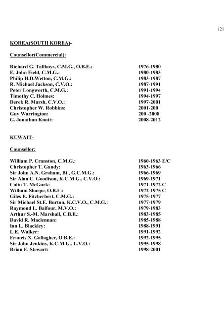 a directory of british diplomats: 1900-2011 - Colin Mackie's website