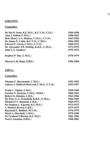 a directory of british diplomats: 1900-2011 - Colin Mackie's website