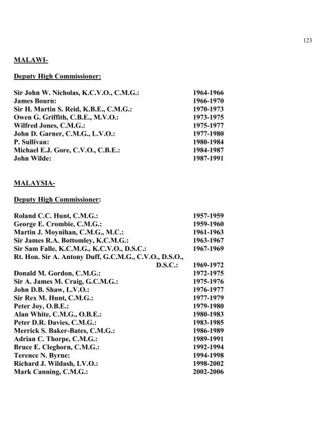 a directory of british diplomats: 1900-2011 - Colin Mackie's website