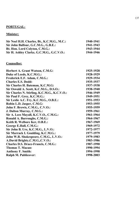 a directory of british diplomats: 1900-2011 - Colin Mackie's website