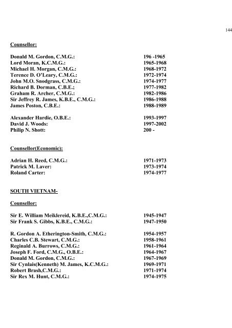 a directory of british diplomats: 1900-2011 - Colin Mackie's website