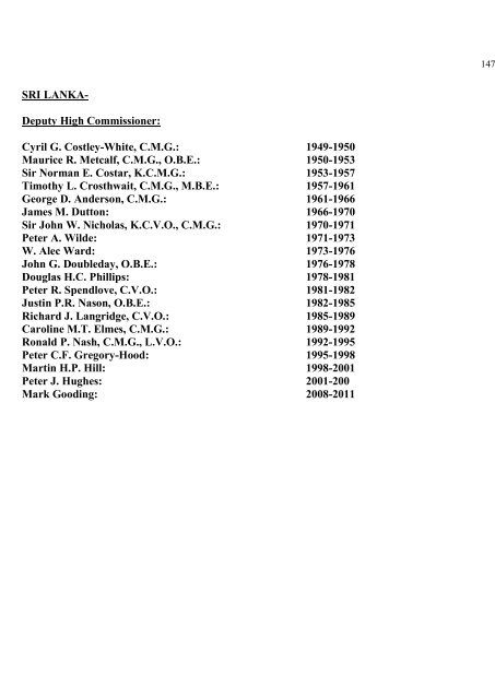 a directory of british diplomats: 1900-2011 - Colin Mackie's website