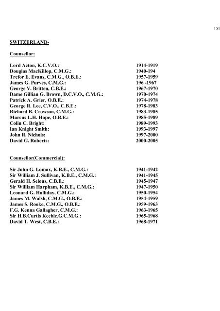 a directory of british diplomats: 1900-2011 - Colin Mackie's website