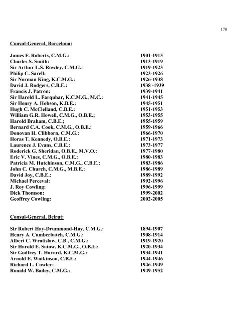 a directory of british diplomats: 1900-2011 - Colin Mackie's website