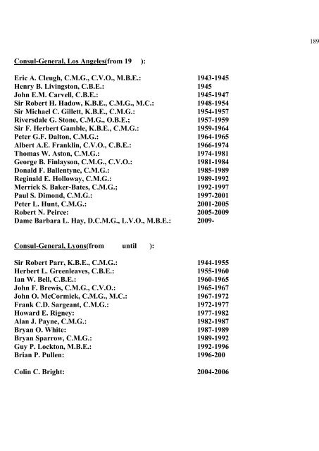 a directory of british diplomats: 1900-2011 - Colin Mackie's website