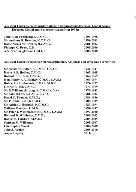 a directory of british diplomats: 1900-2011 - Colin Mackie's website