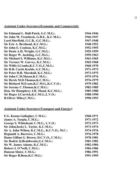 a directory of british diplomats: 1900-2011 - Colin Mackie's website